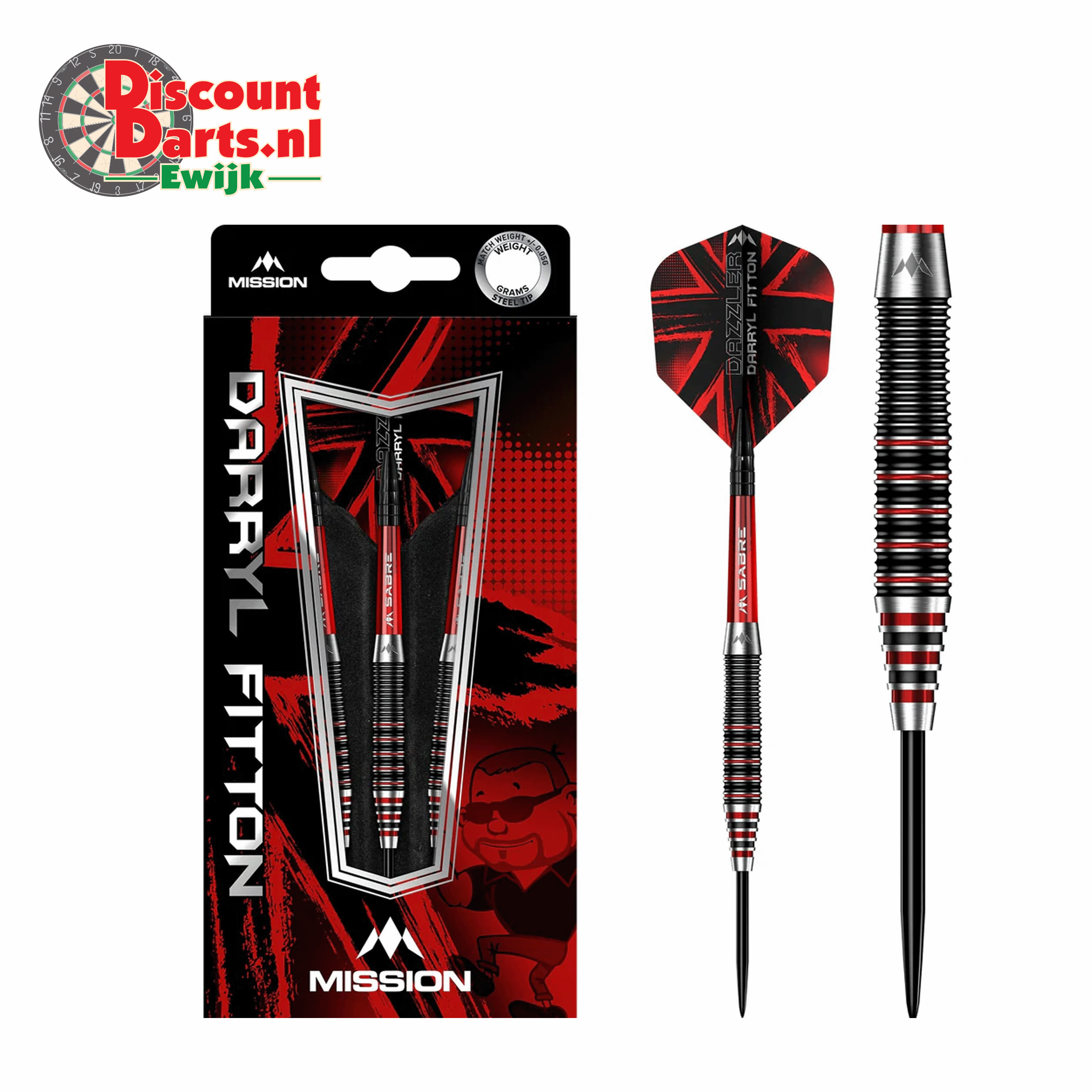 Darryl Fitton Darts | Steel Tip | Electro | Black & Red | The Dazzler | 22 Gram