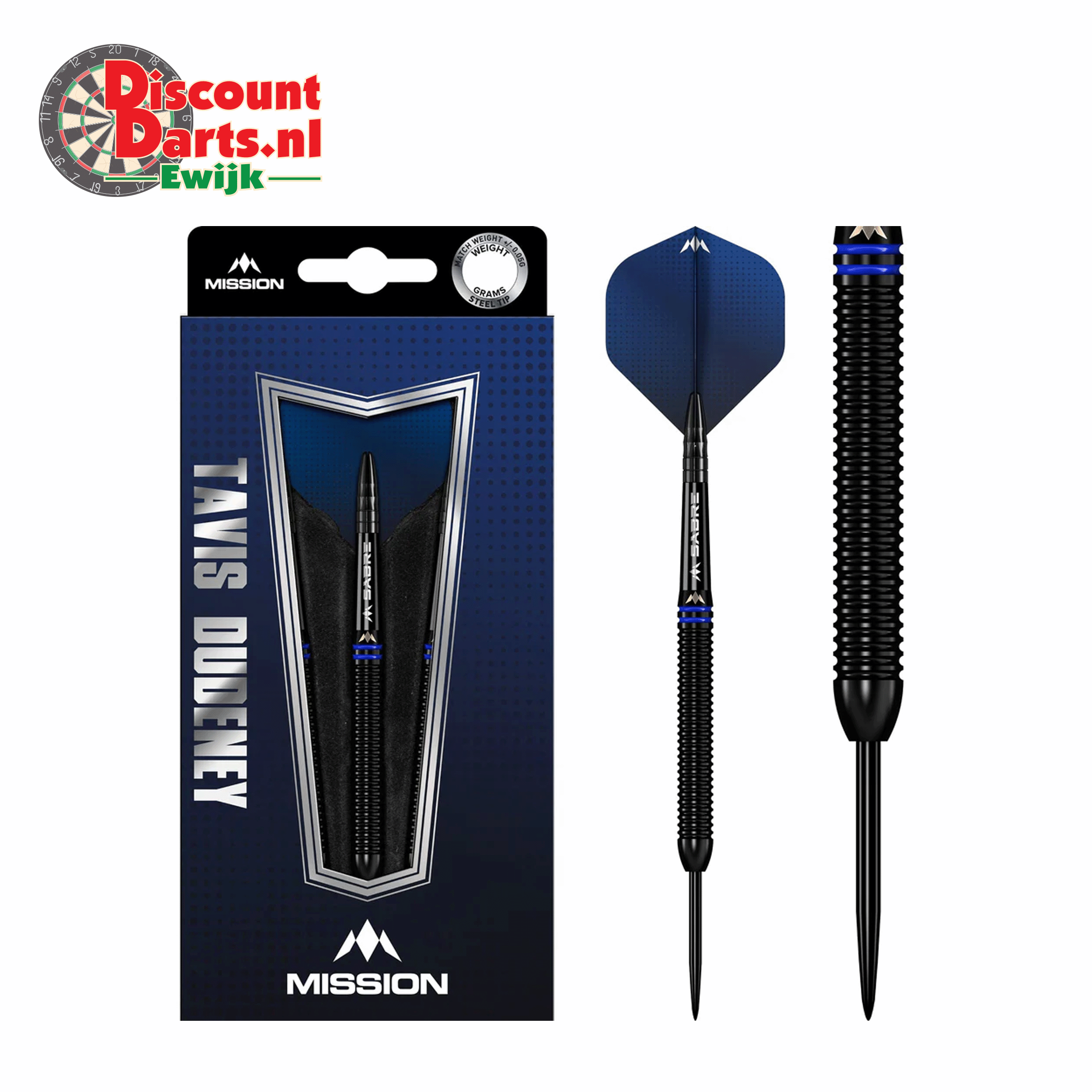 Tavis Dudeney | Darts | Steel Tip | 90% Tungsten | Black | PVD | 24 Gram 